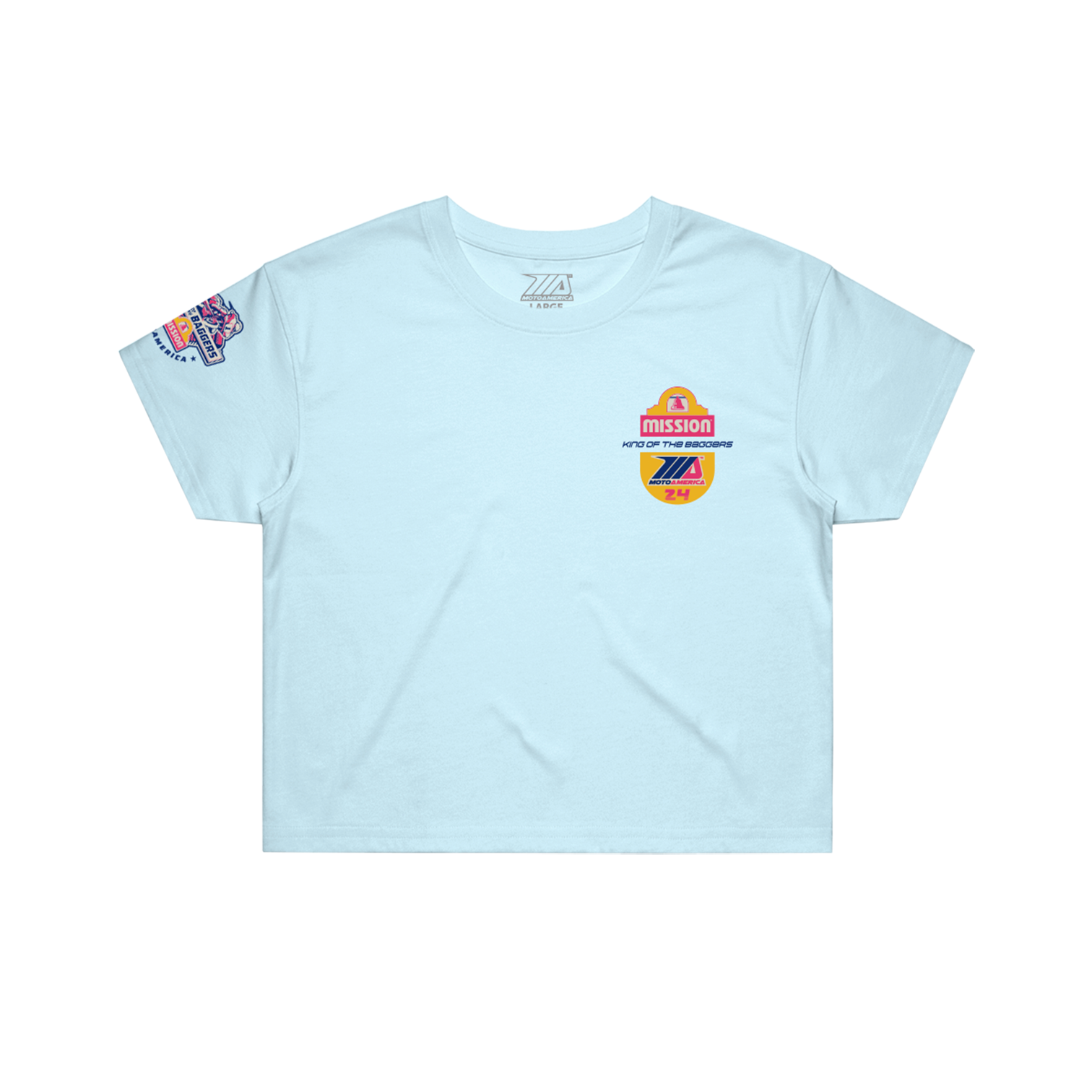 Bag Draggin’ Women’s Light Blue Crop Tee MotoAmerica®