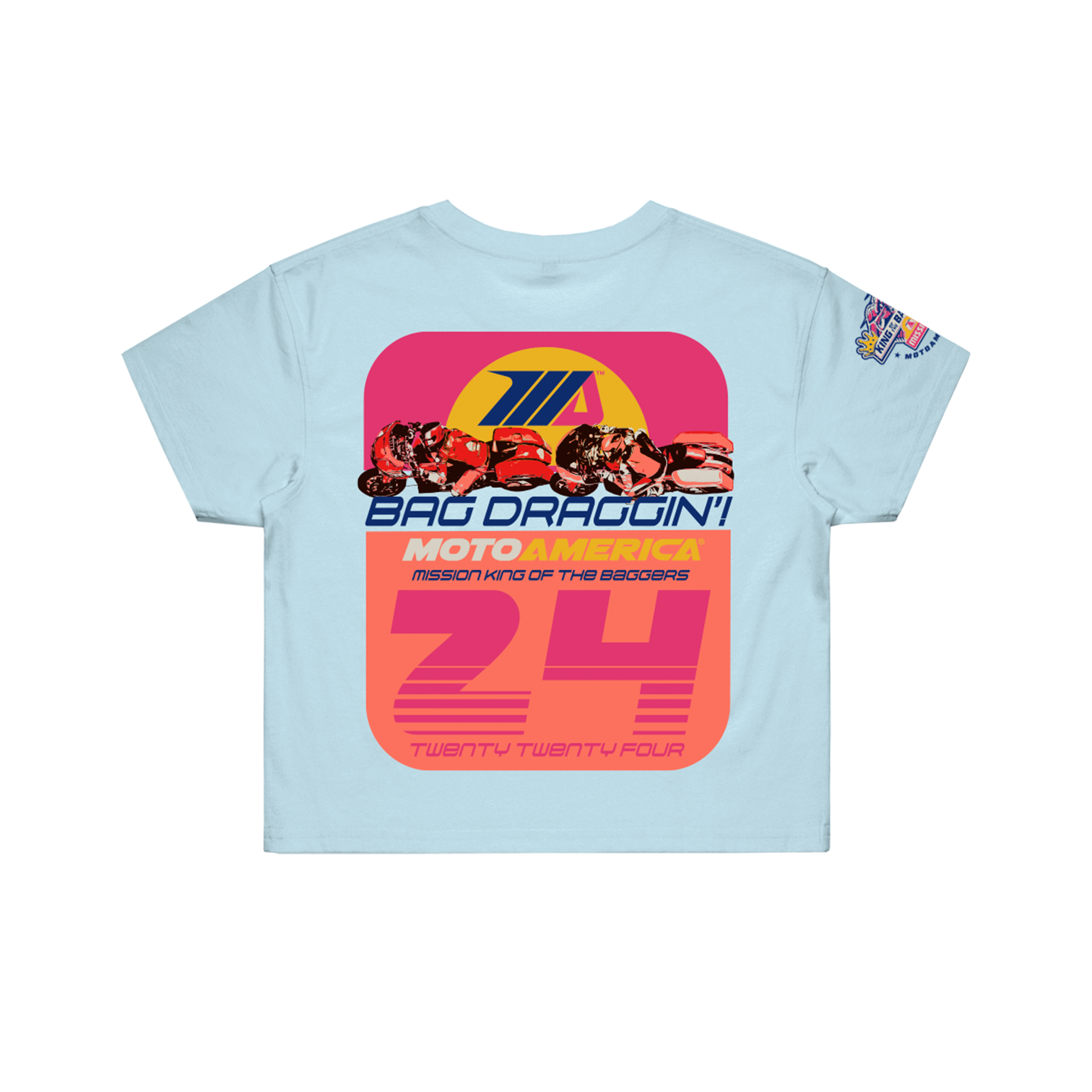 Bag Draggin’ Women’s Light Blue Crop Tee MotoAmerica®