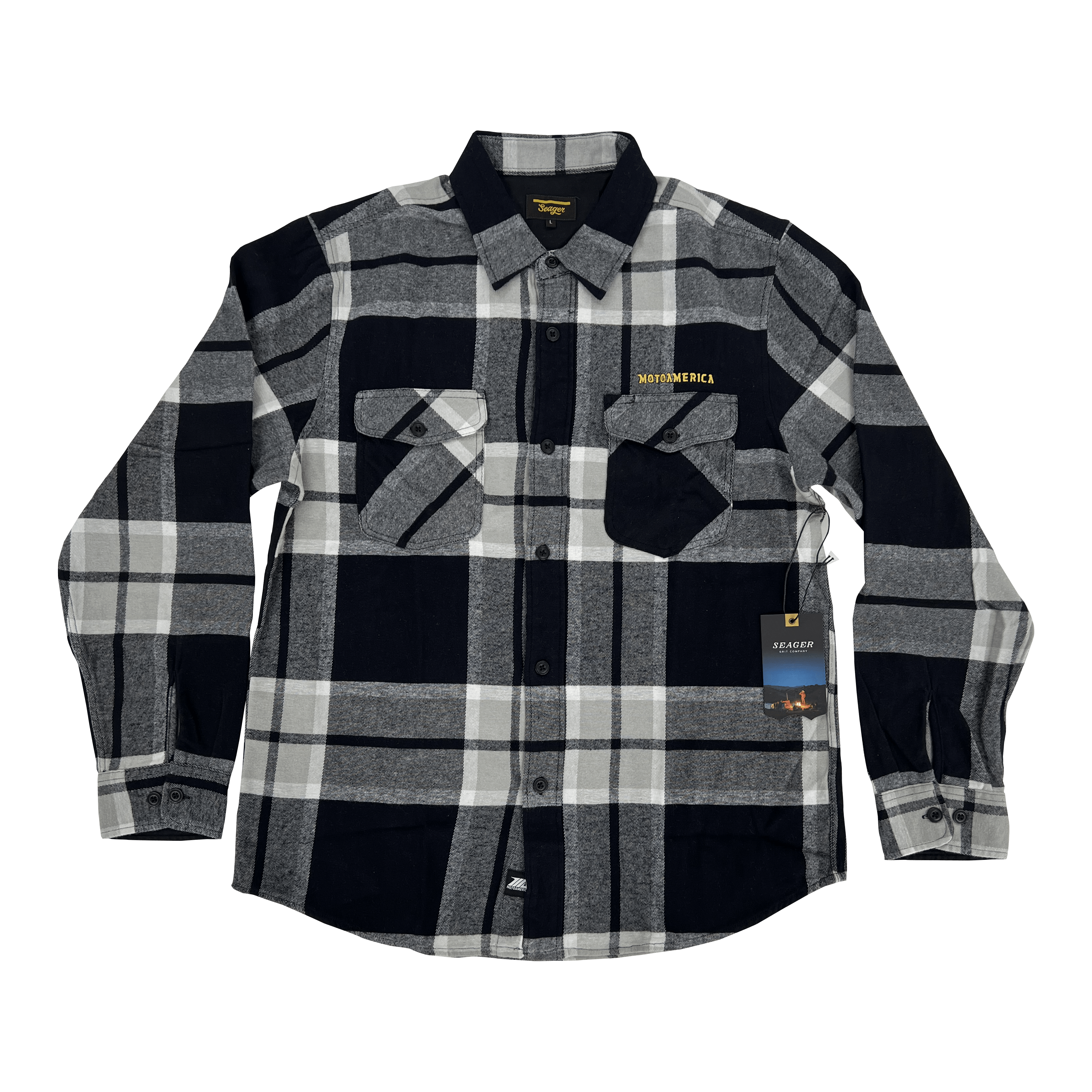 Seager MotoAmerica® Flannel, Black and Grey - Moto America
