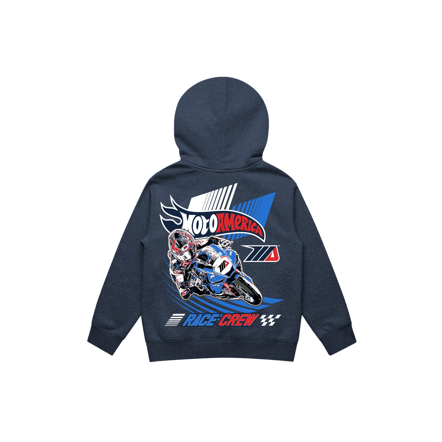 Race Crew Youth Hoodie, Heather Navy MotoAmerica®