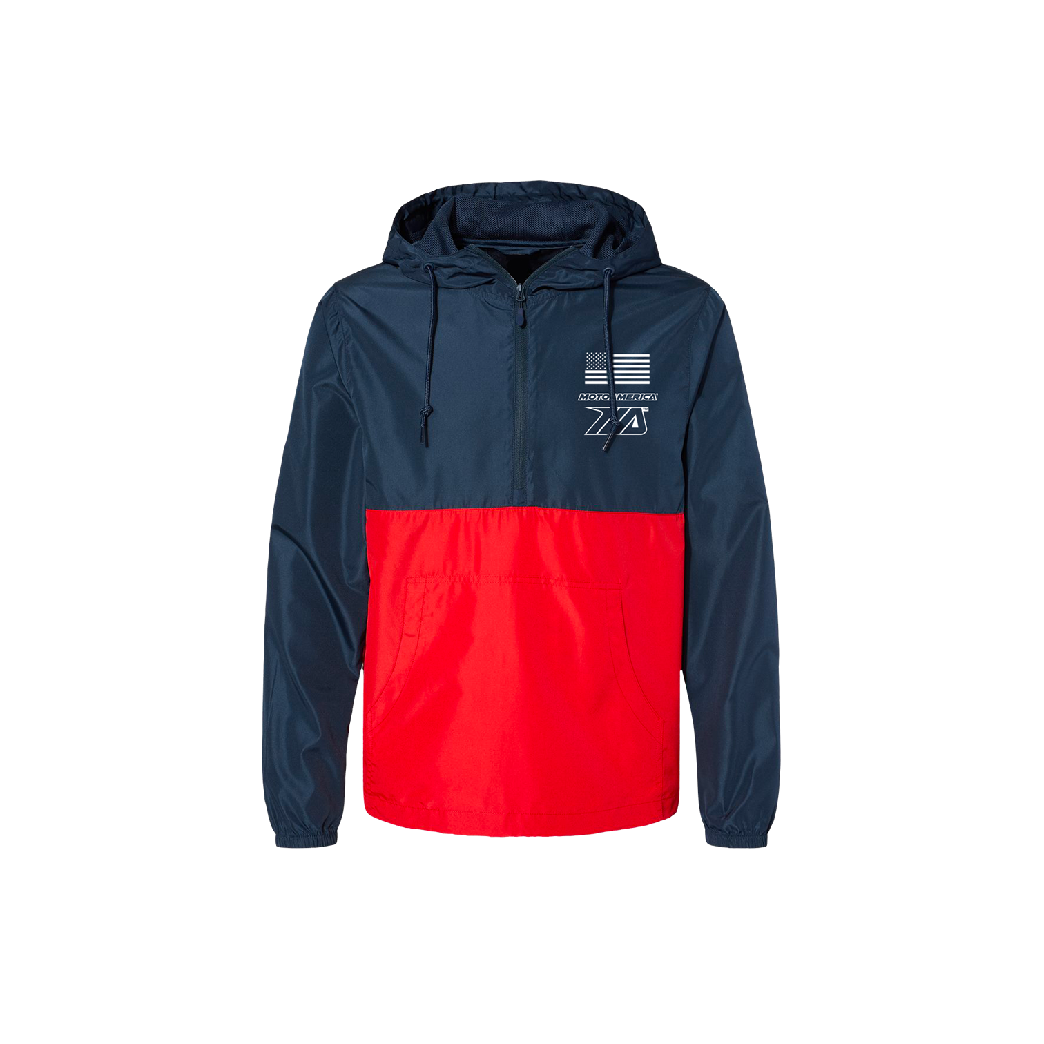 AMERICAN, Navy/Red Quarter-Zip Windbreaker MotoAmerica®