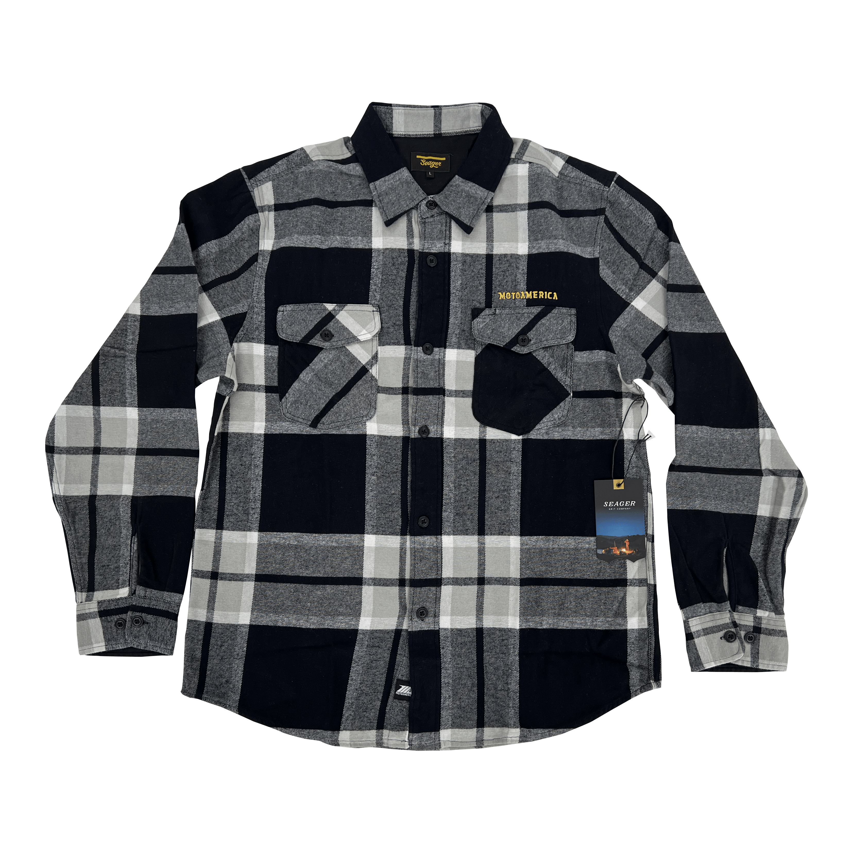 Seager MotoAmerica® Flannel, Black and Grey