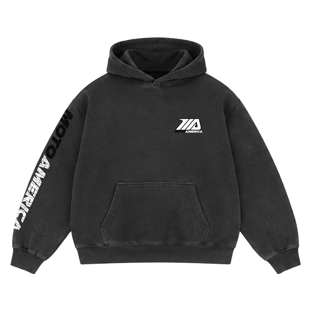 Toned, Heavy Faded Black Hoodie MotoAmerica®