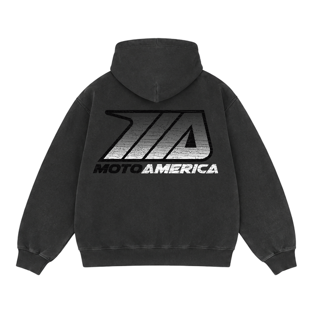 Toned, Heavy Faded Black Hoodie MotoAmerica®