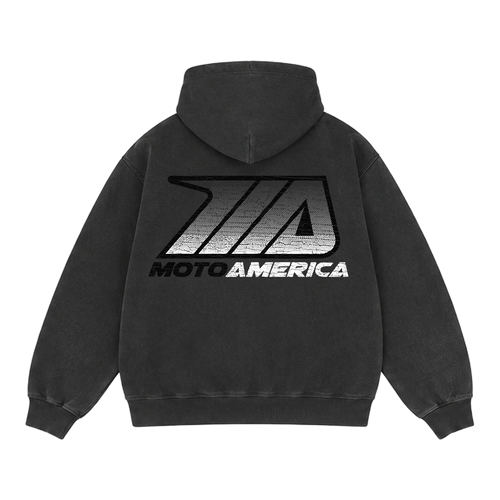 Toned, Heavy Faded Black Hoodie MotoAmerica®