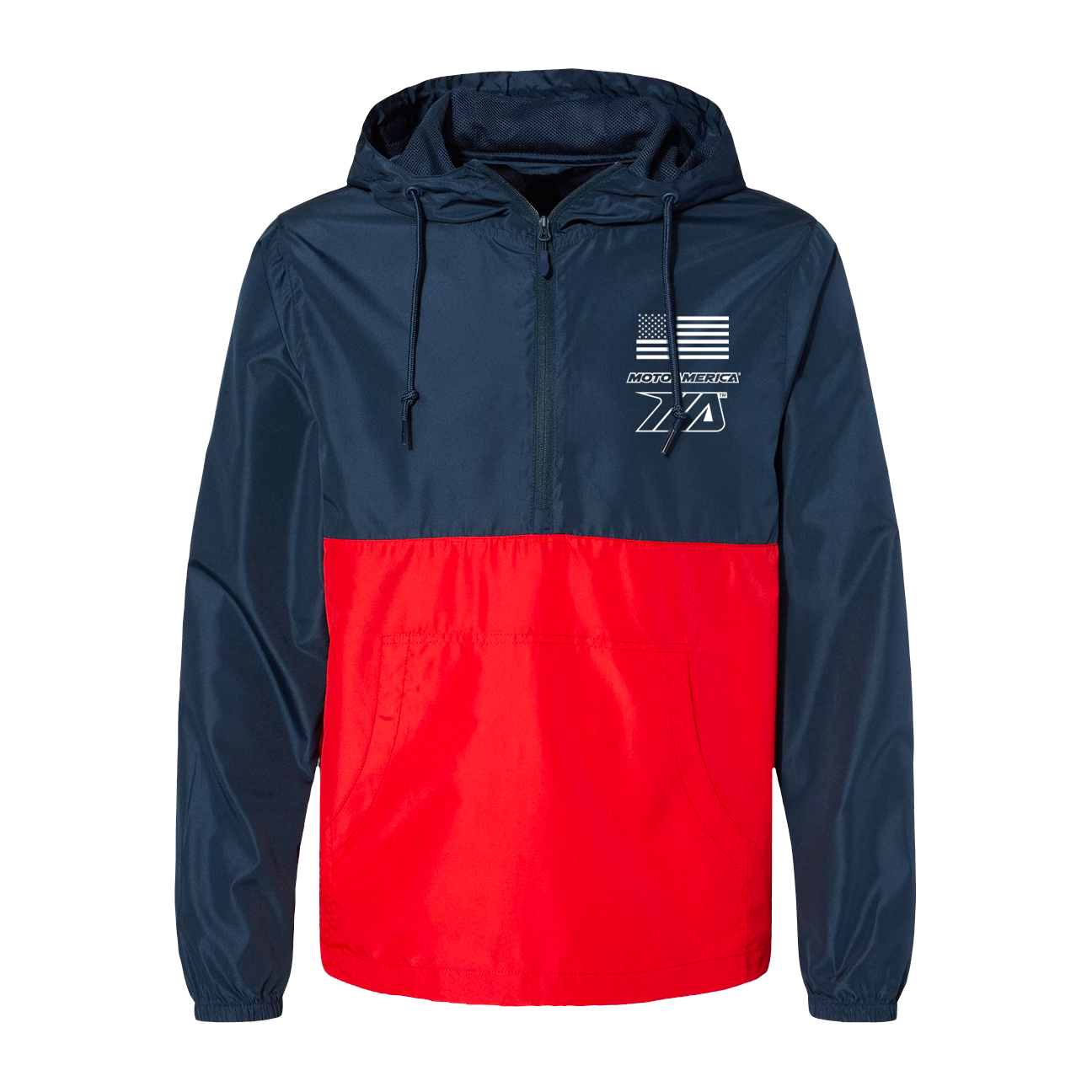 AMERICAN, Navy/Red Quarter-Zip Windbreaker MotoAmerica®