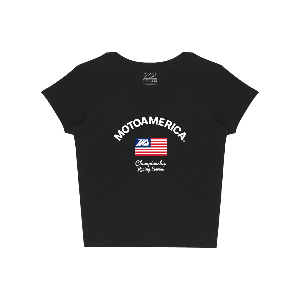 MA USA Cup Woman’s Baby Tee Black MotoAmerica®