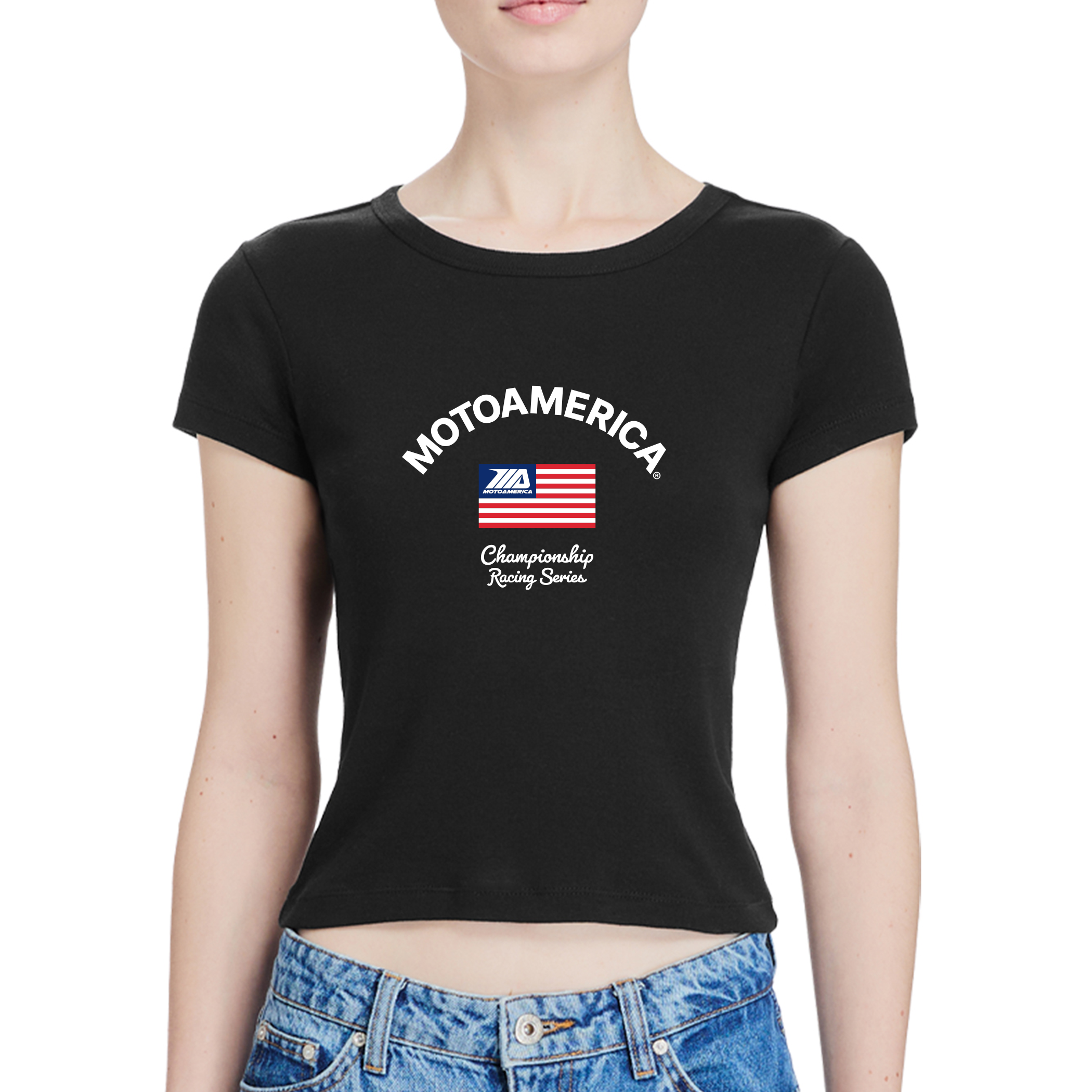 MA USA Cup Woman’s Baby Tee Black MotoAmerica®