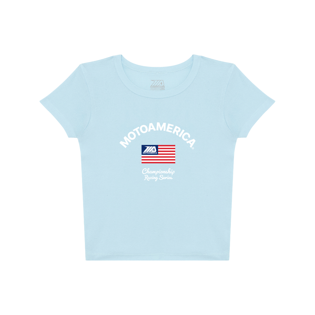 MA USA Cup Woman’s Baby Tee Blue MotoAmerica®
