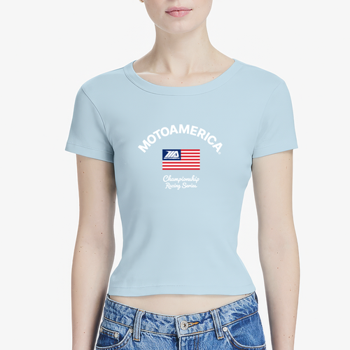 MA USA Cup Woman’s Baby Tee Blue MotoAmerica®