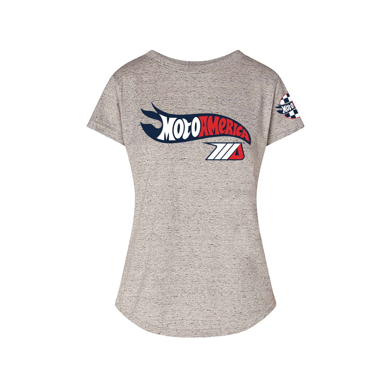 Hot Wheels, Woman’s Scoop-neck Salt and Pepper Tee MotoAmerica®