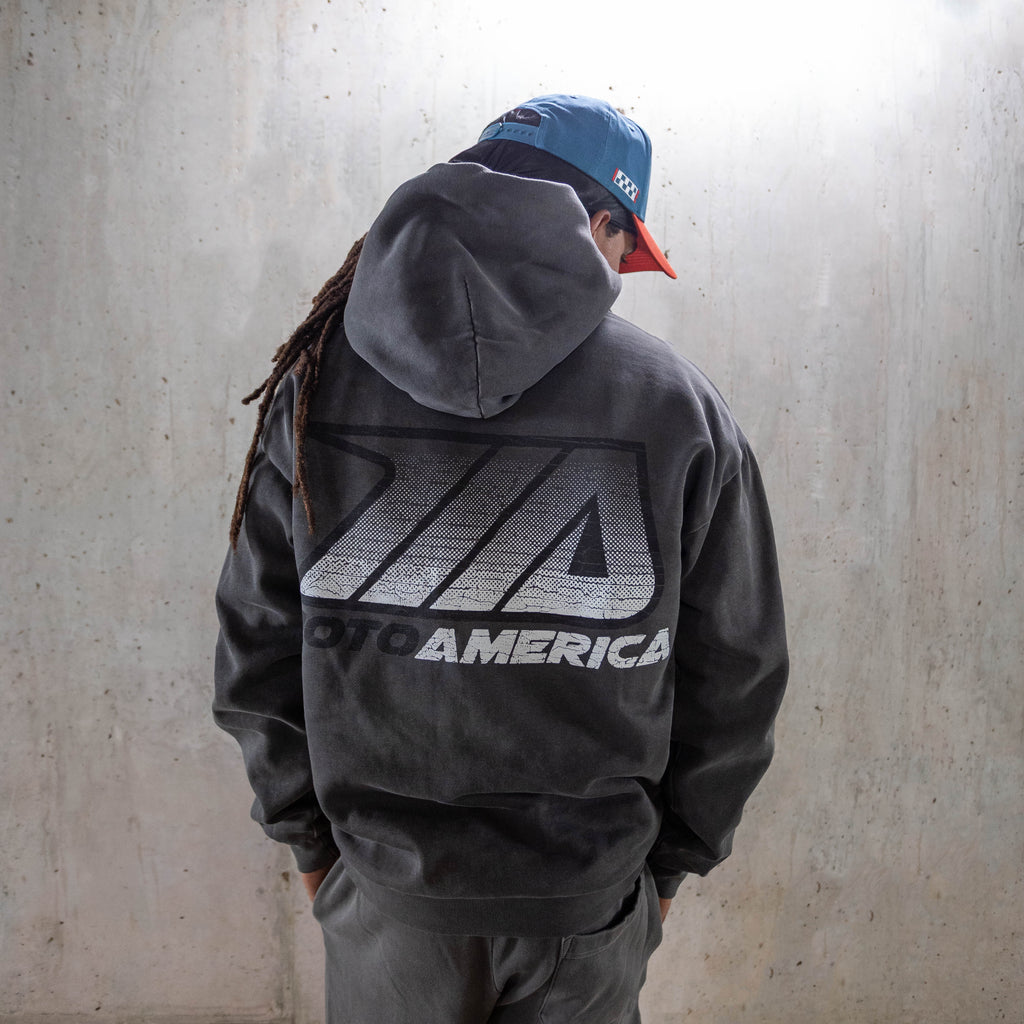 Toned, Heavy Faded Black Hoodie MotoAmerica®