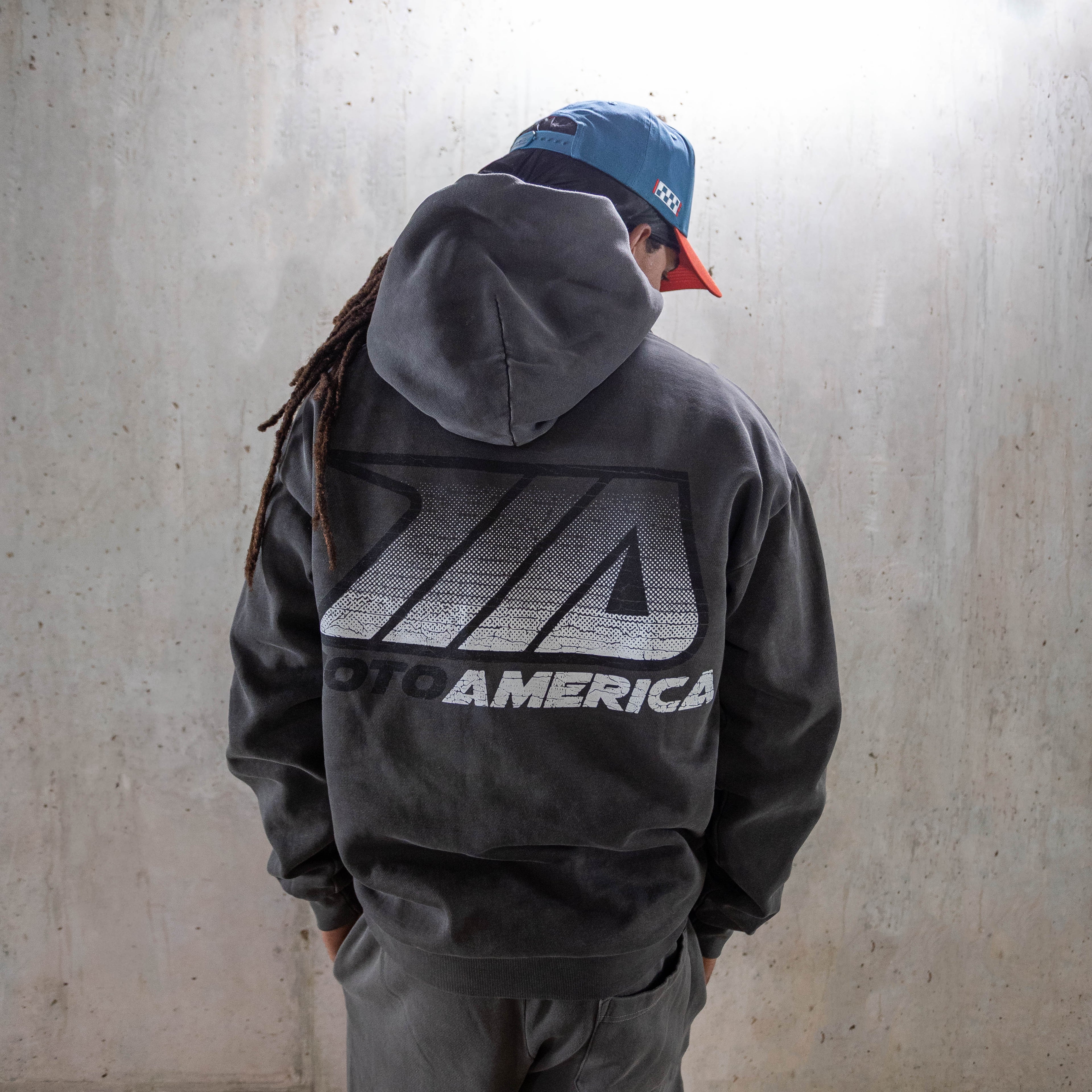 Toned, Heavy Faded Black Hoodie MotoAmerica®