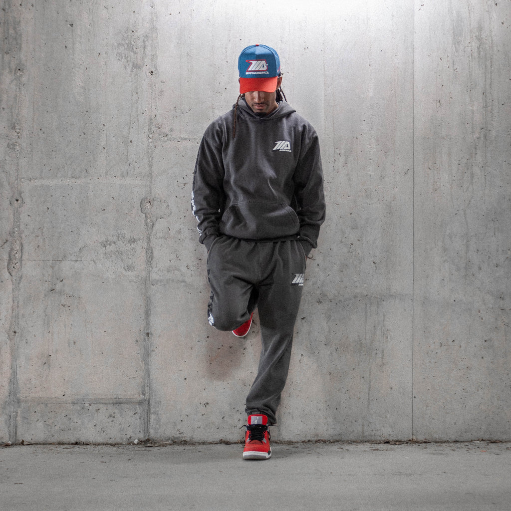 Toned, Heavy Faded Black Hoodie MotoAmerica®