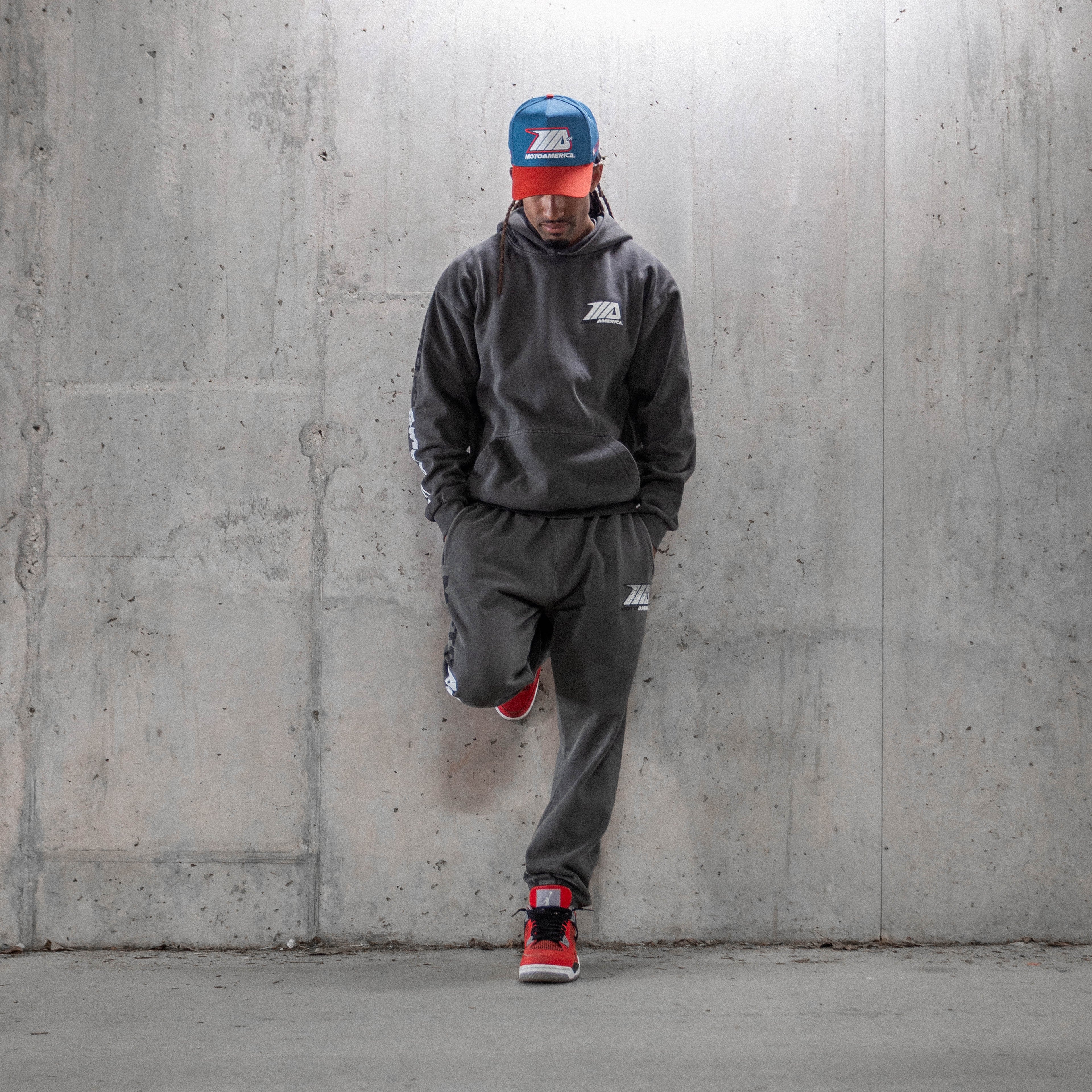 Toned, Heavy Faded Black Sweat Pants MotoAmerica®