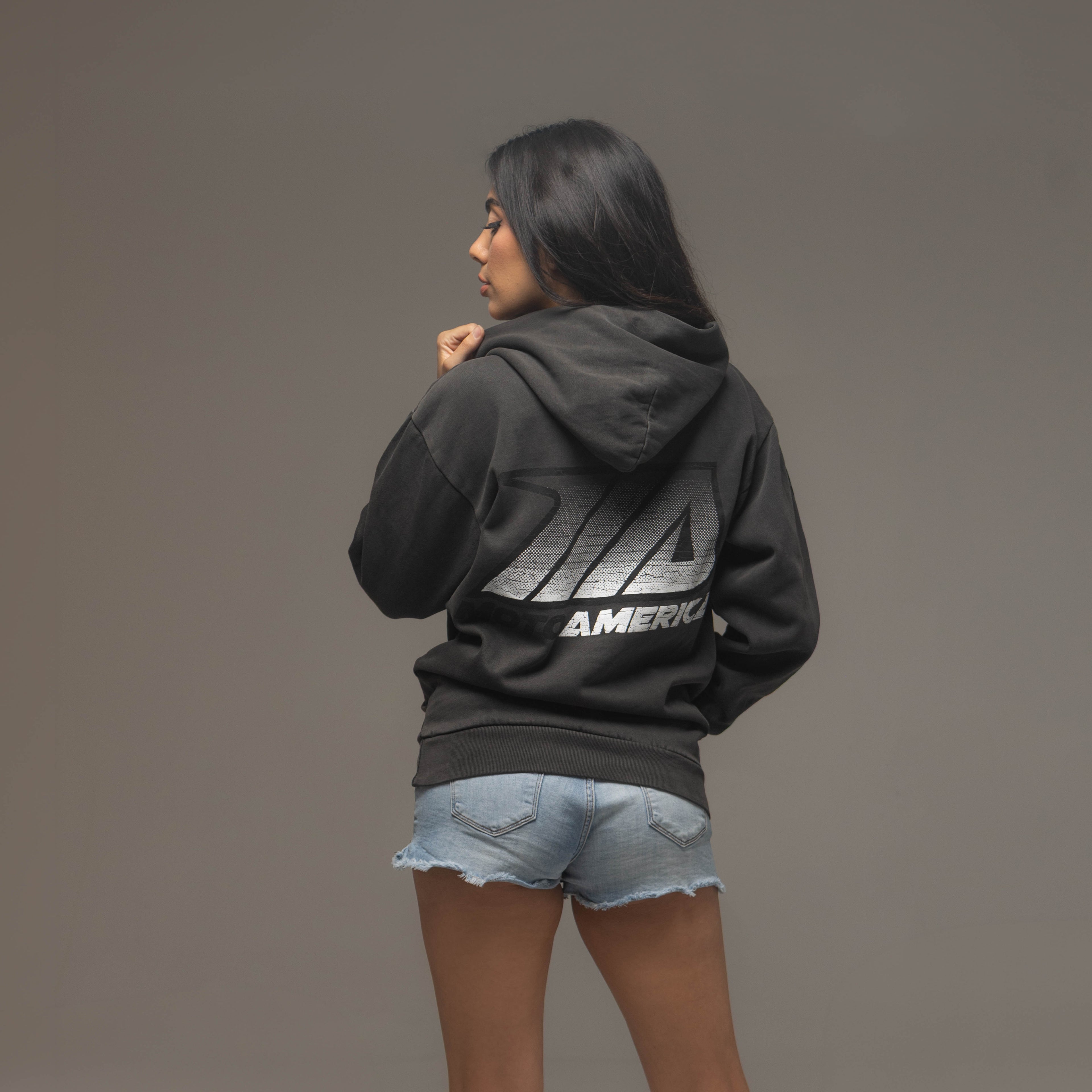Toned, Heavy Faded Black Hoodie MotoAmerica®