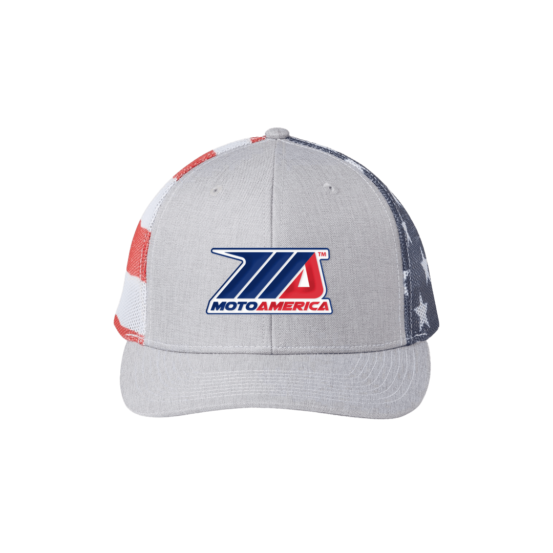 MA American Flag Mesh back Hat, Grey Front MotoAmerica® 2023 - Moto America