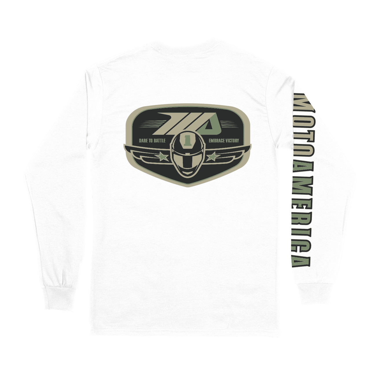 Embrace Victory, White Long Sleeve Tee MotoAmerica®