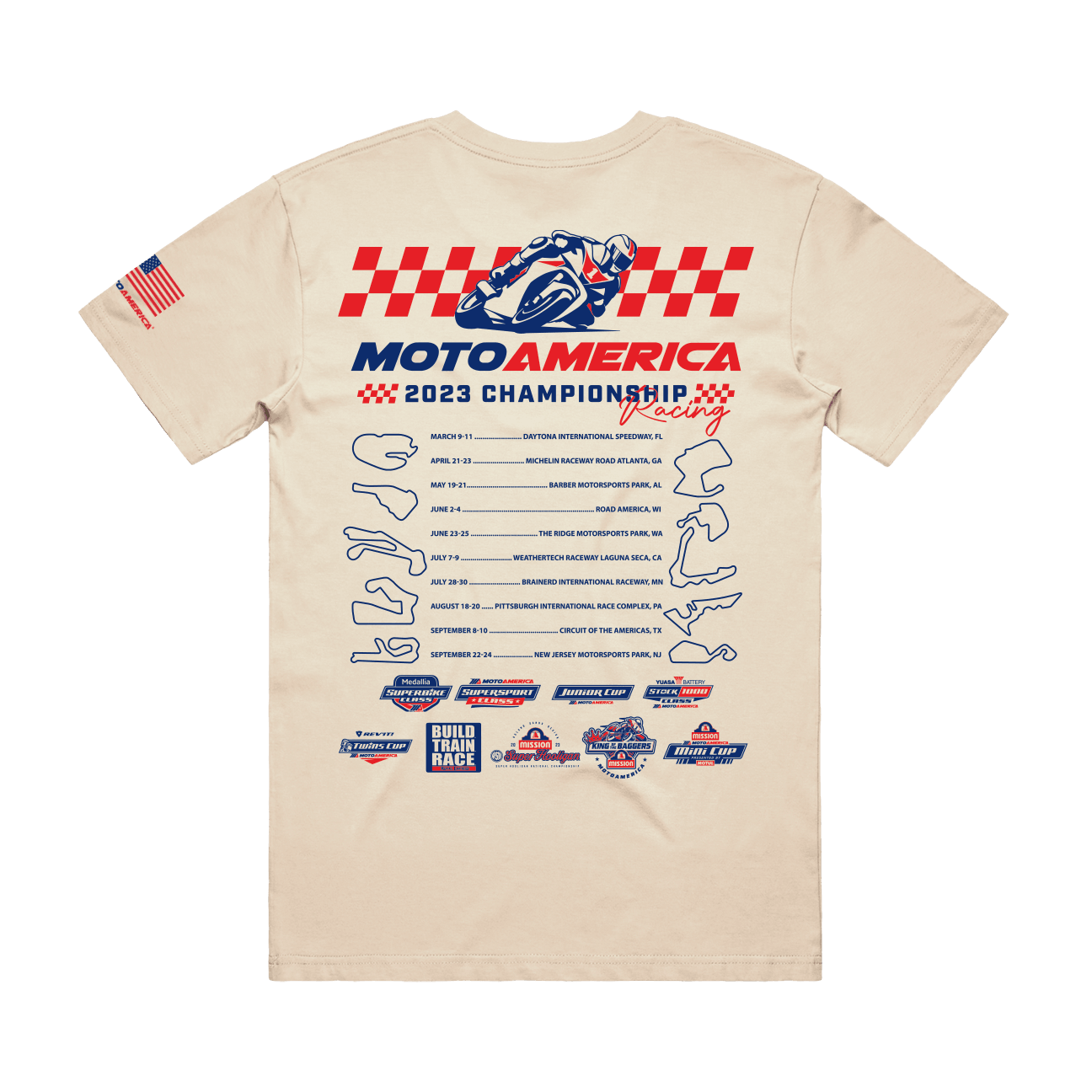 MA Tracks Tour Sand Tee, MotoAmerica® 2023 - Moto America