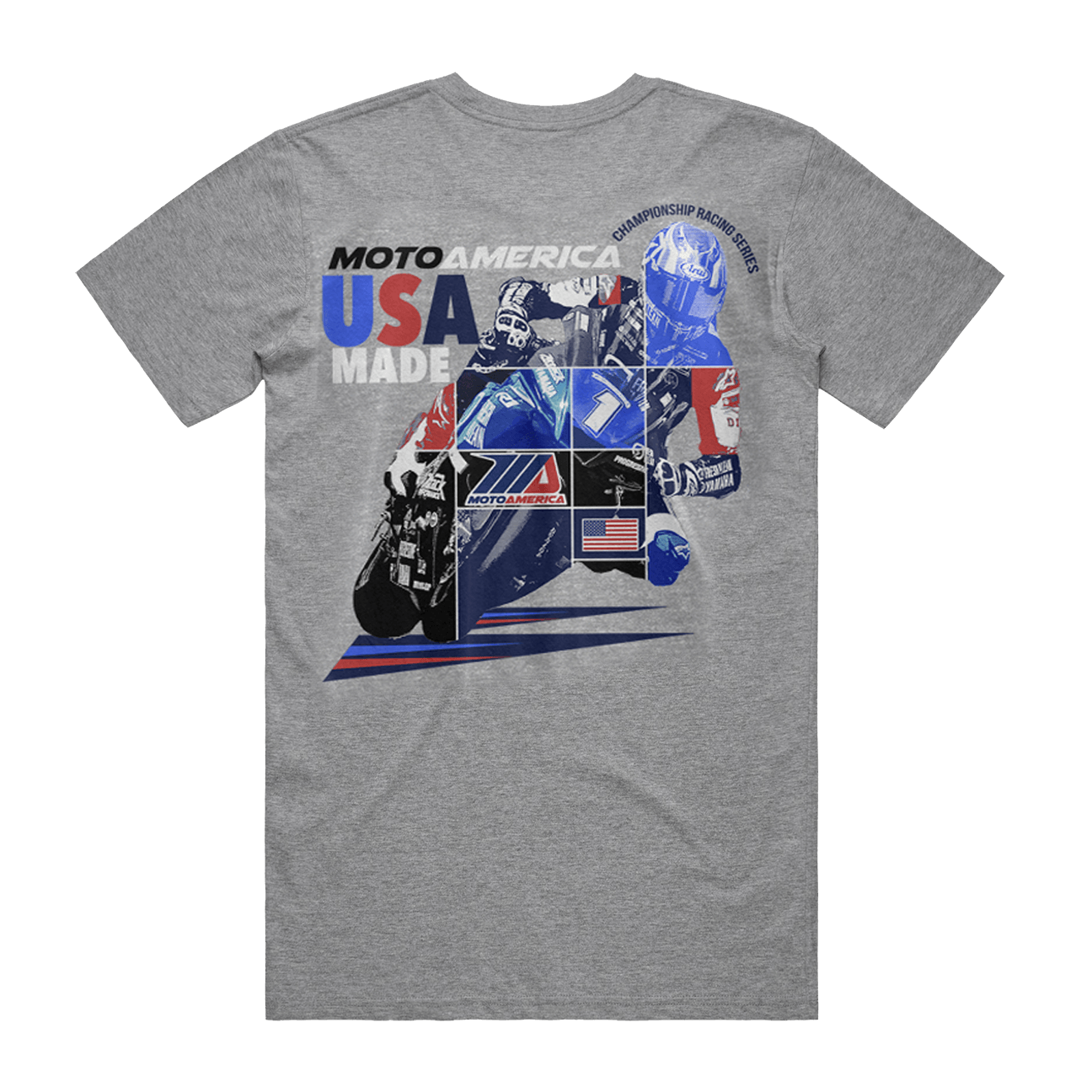 MA Pieces Tee, Heather Grey, MotoAmerica - Moto America